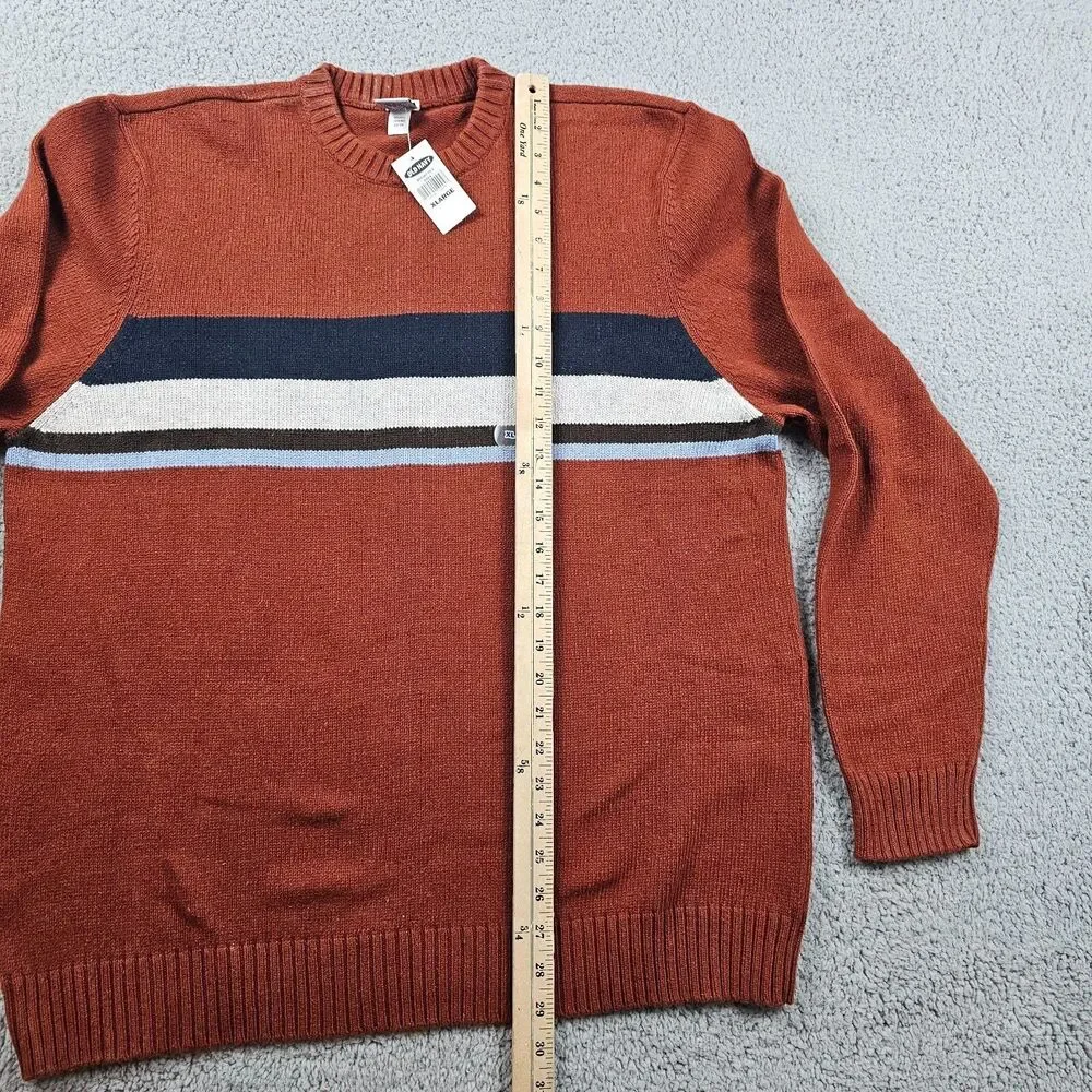 Vintage Old Navy Sweater Mens XL Orange Wool Blend Striped Y2K Pullover NWT VTG